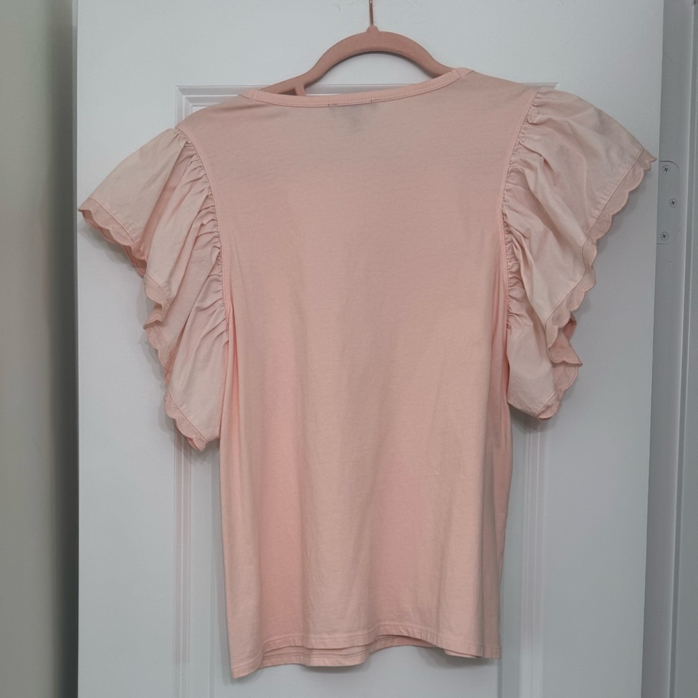 Express Light Pink Ruffle Sleeve Top - Picture 3 of 4